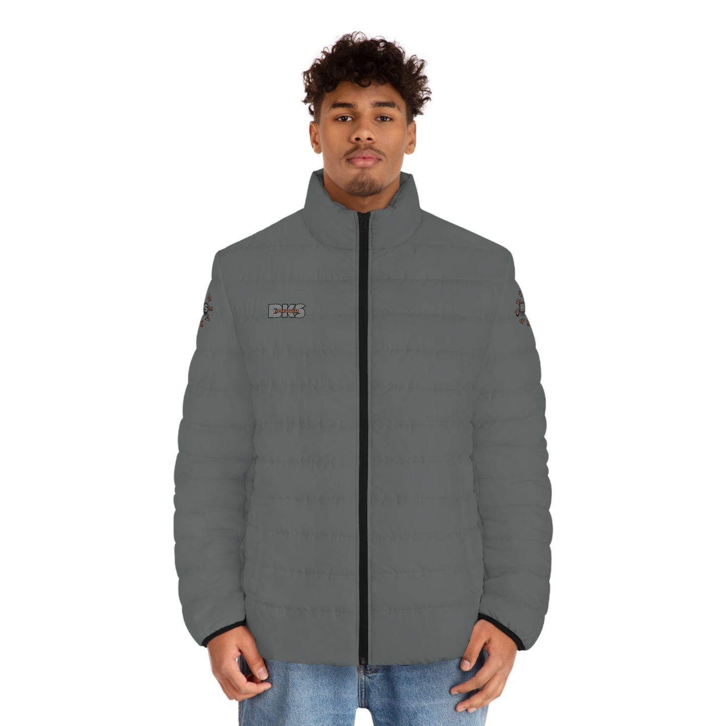 Biker Men's Puffer Jacket Grey/Orange (PJ 401a)