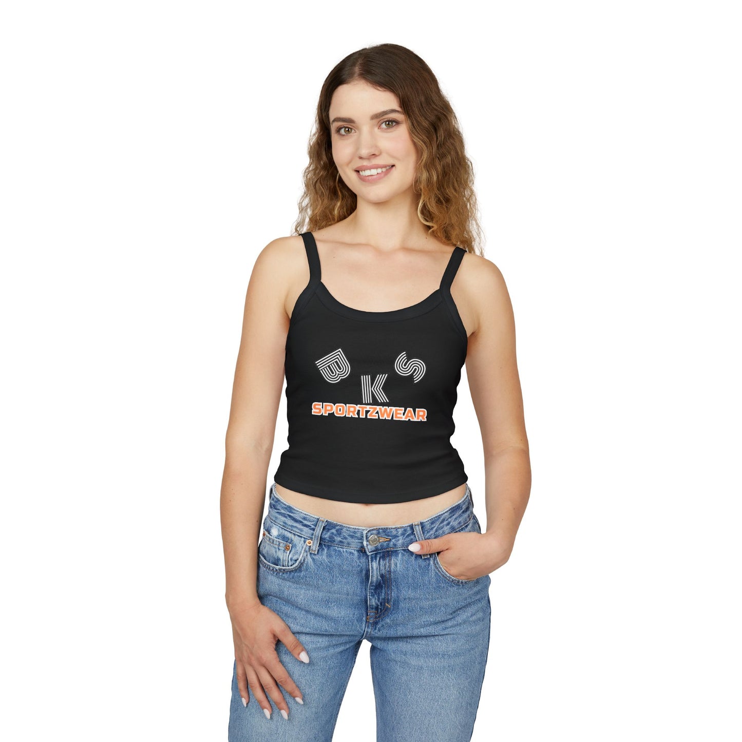 Sporty Women's Spaghetti Strap Tank Top, Casual Summer Top, Workout Apparel, Beachwear, Trendy Athletic Wear
