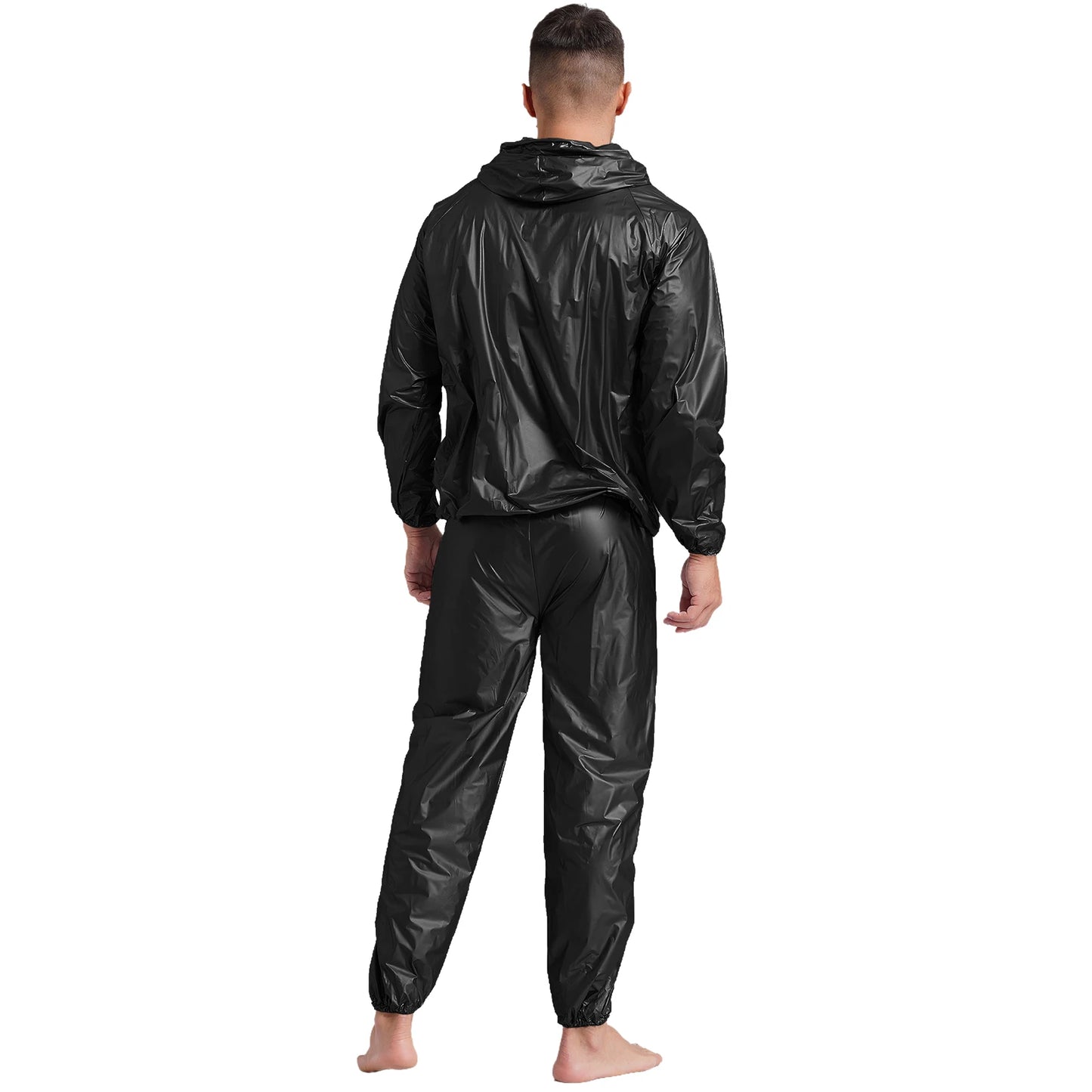 Men's Sauna Sweat Sets Long Sleeve Hooded Jacket/Pants