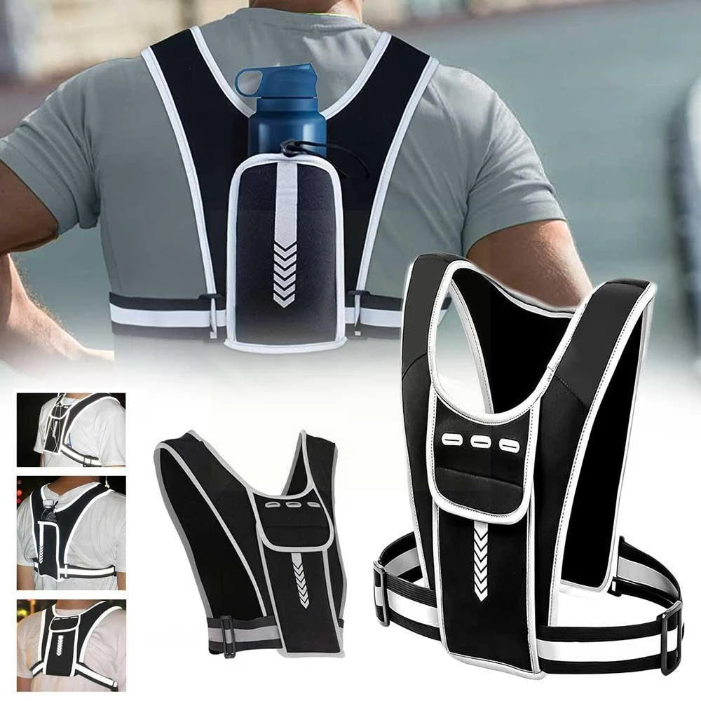 Running Vest Chest Phone Holder Reflective Workout Gear Sport Water Bag Backpack Cycling Trail Hydration Knapsack Water Rucksack