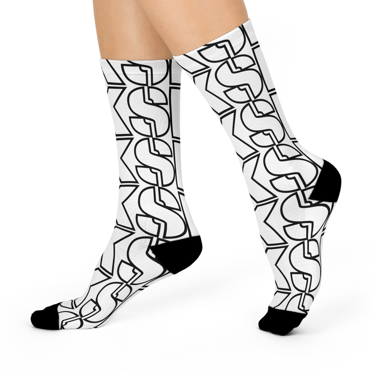 BKS graphic black/white crew socks (CS 2001)