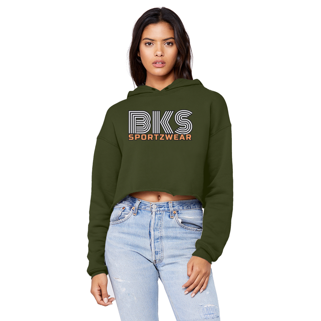 bks swirl sportzwear blk updated for print Cropped Raw Edge Boyfriend Hoodie