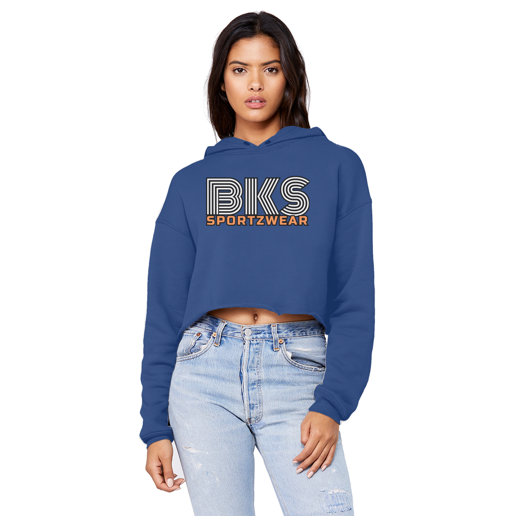 bks swirl sportzwear blk updated for print Cropped Raw Edge Boyfriend Hoodie