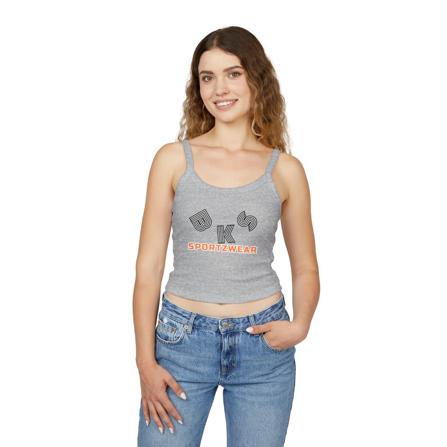 Sporty Women's Spaghetti Strap Tank Top, Casual Summer Top, Workout Apparel, Beachwear, Trendy Athletic Wear