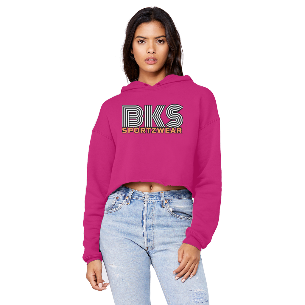 bks swirl sportzwear blk updated for print Cropped Raw Edge Boyfriend Hoodie