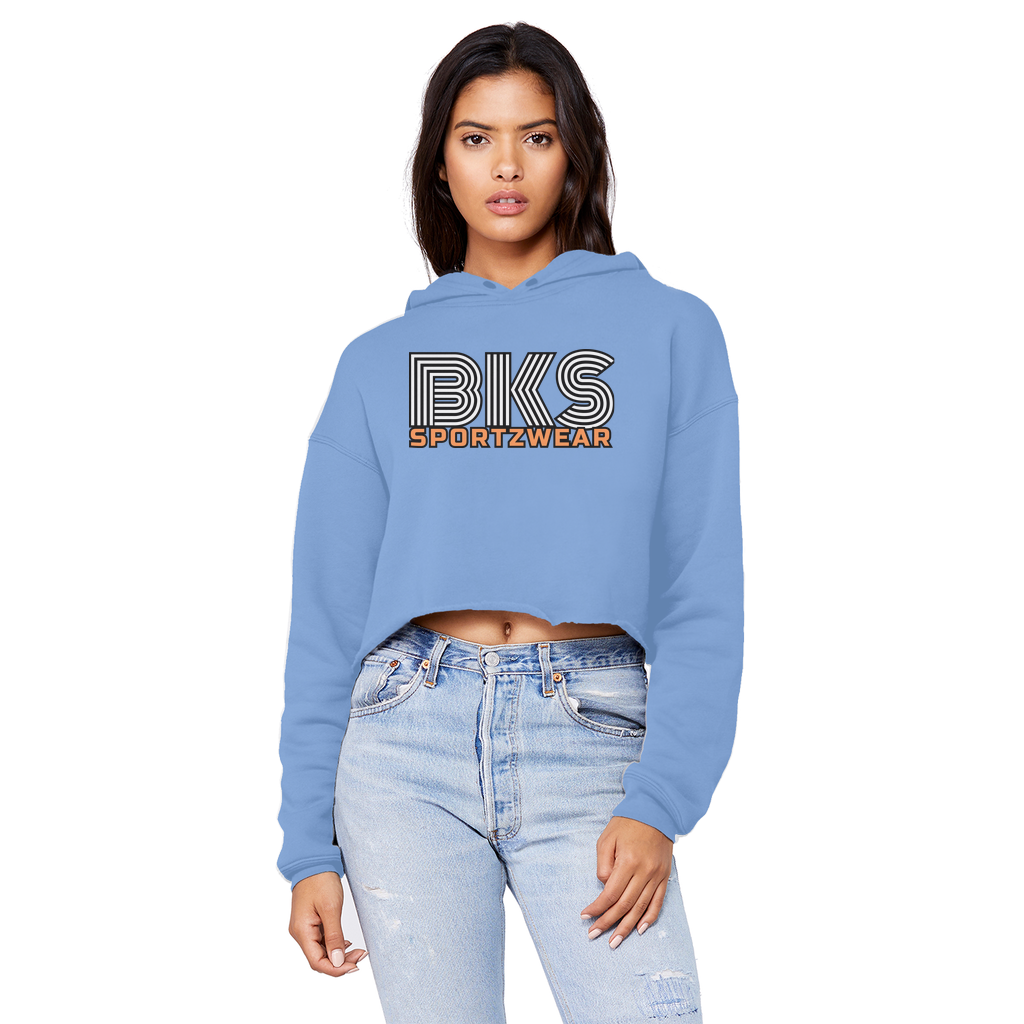 bks swirl sportzwear blk updated for print Cropped Raw Edge Boyfriend Hoodie