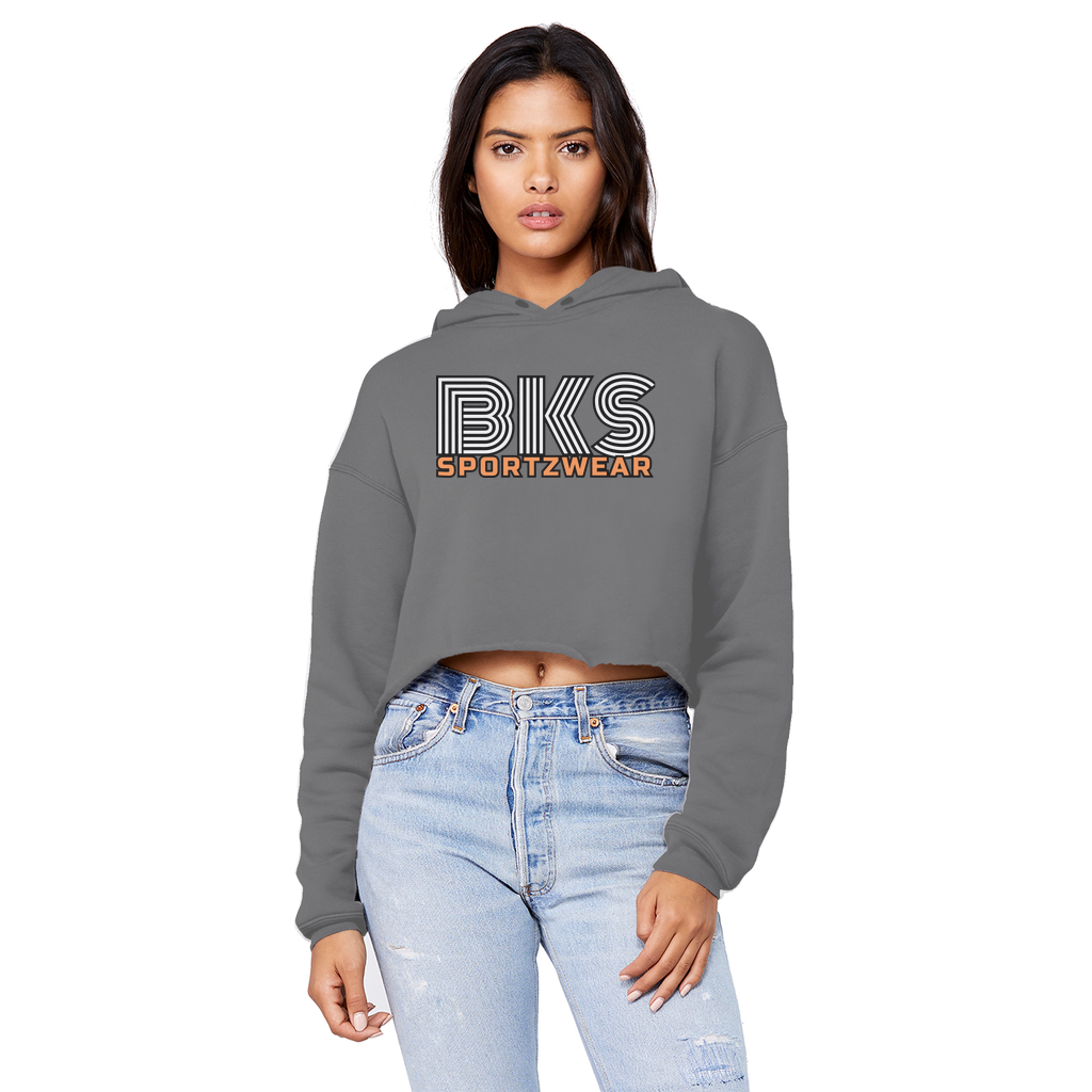 bks swirl sportzwear blk updated for print Cropped Raw Edge Boyfriend Hoodie