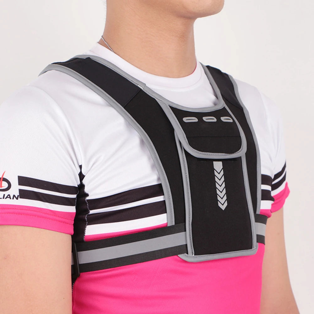 Running Vest Chest Phone Holder Reflective Workout Gear Sport Water Bag Backpack Cycling Trail Hydration Knapsack Water Rucksack