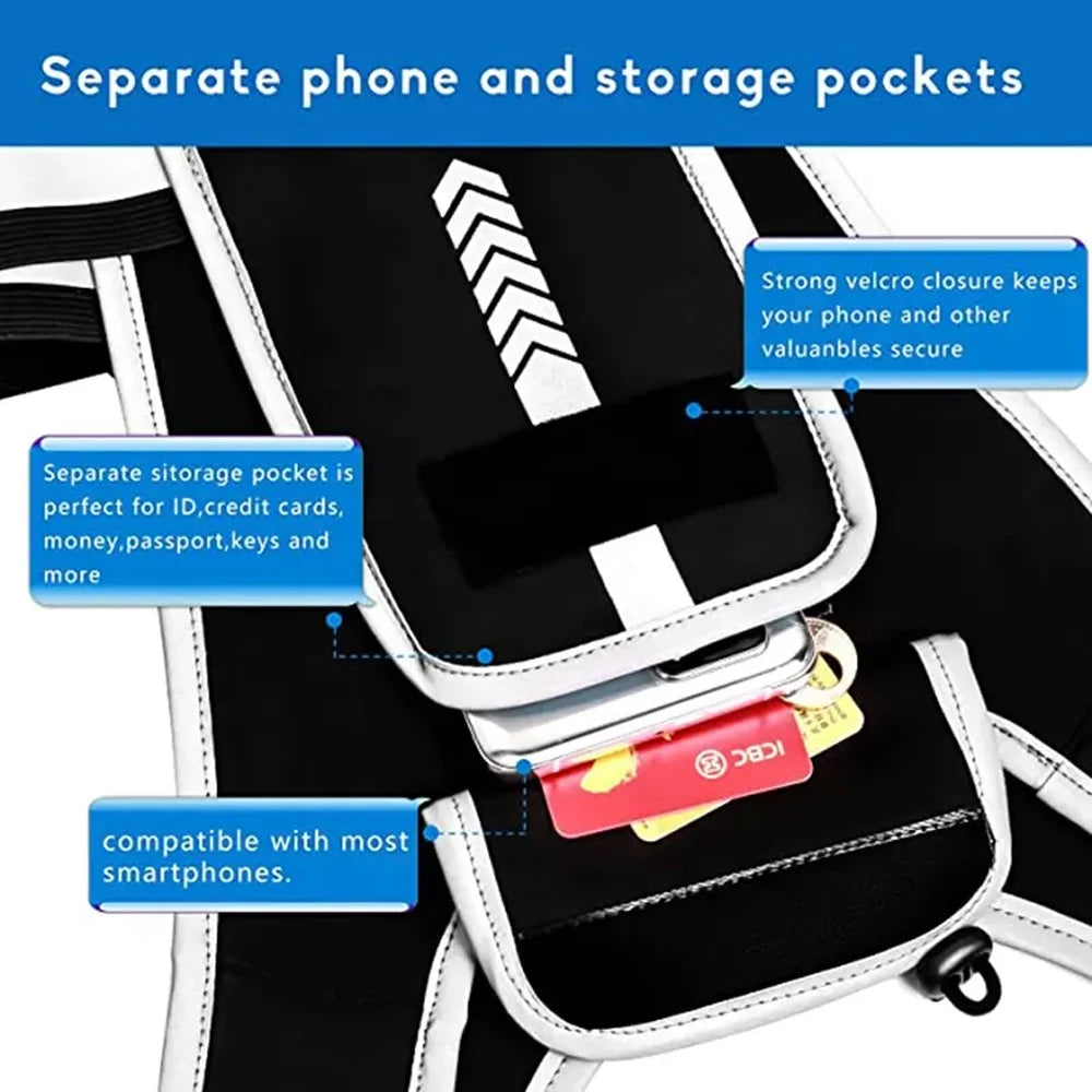 Running Vest Chest Phone Holder Reflective Workout Gear Sport Water Bag Backpack Cycling Trail Hydration Knapsack Water Rucksack