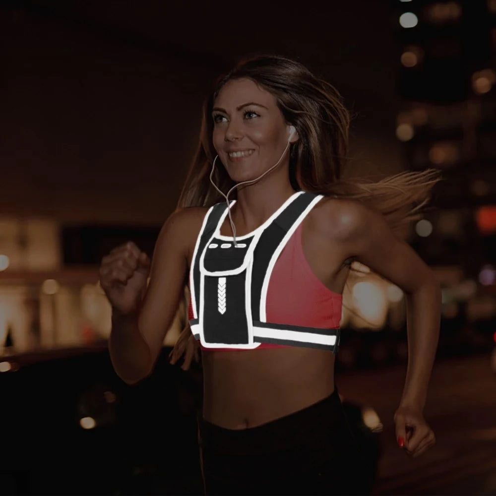 Running Vest Chest Phone Holder Reflective Workout Gear Sport Water Bag Backpack Cycling Trail Hydration Knapsack Water Rucksack