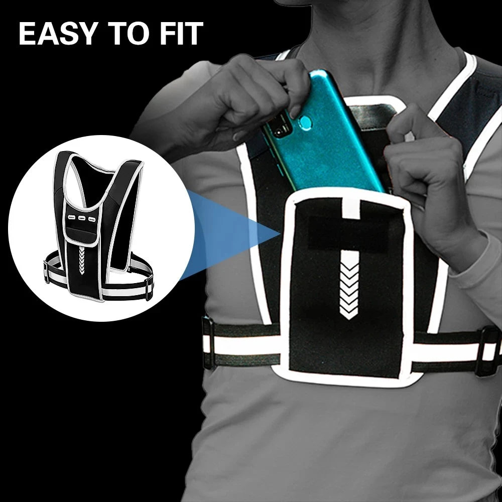 Running Vest Chest Phone Holder Reflective Workout Gear Sport Water Bag Backpack Cycling Trail Hydration Knapsack Water Rucksack