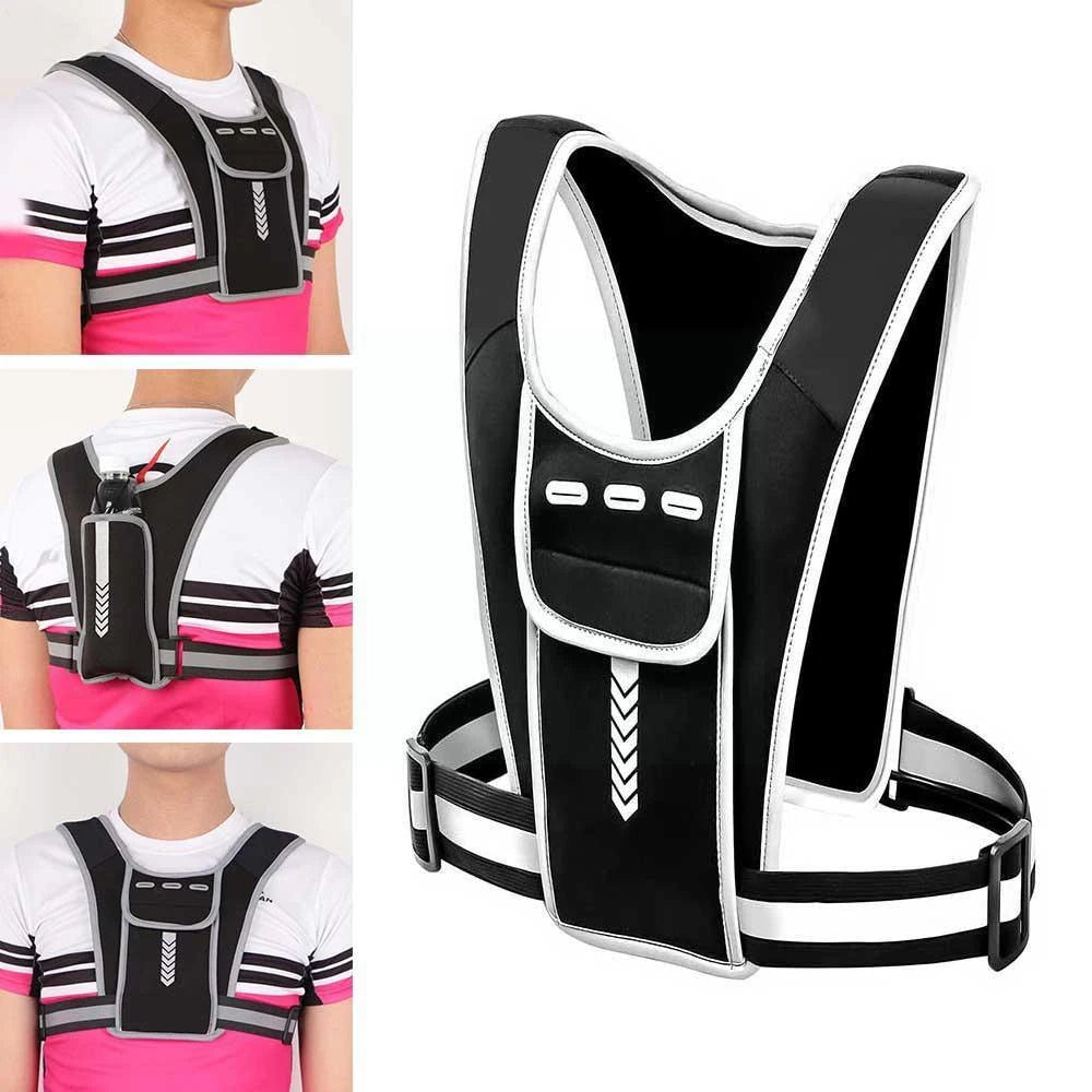 Running Vest Chest Phone Holder Reflective Workout Gear Sport Water Bag Backpack Cycling Trail Hydration Knapsack Water Rucksack