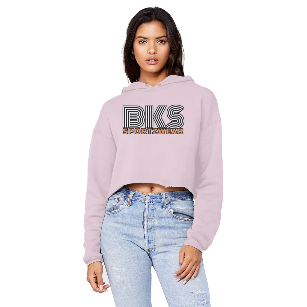 bks swirl sportzwear blk updated for print Cropped Raw Edge Boyfriend Hoodie