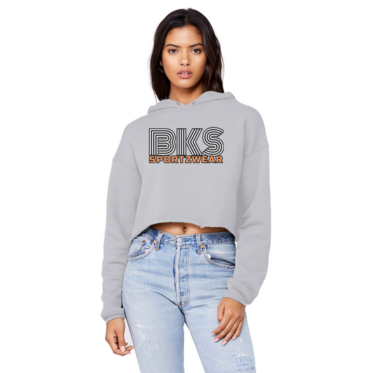 bks swirl sportzwear blk updated for print Cropped Raw Edge Boyfriend Hoodie