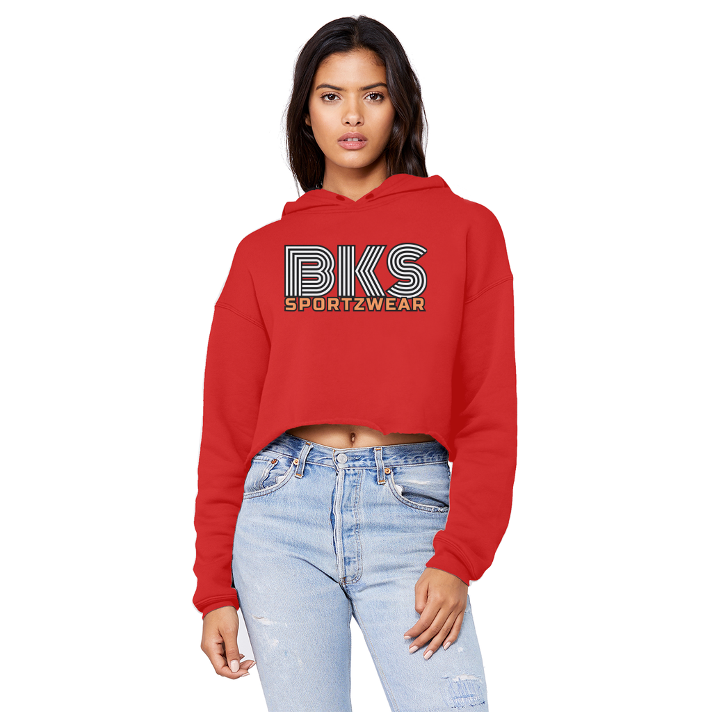 bks swirl sportzwear blk updated for print Cropped Raw Edge Boyfriend Hoodie