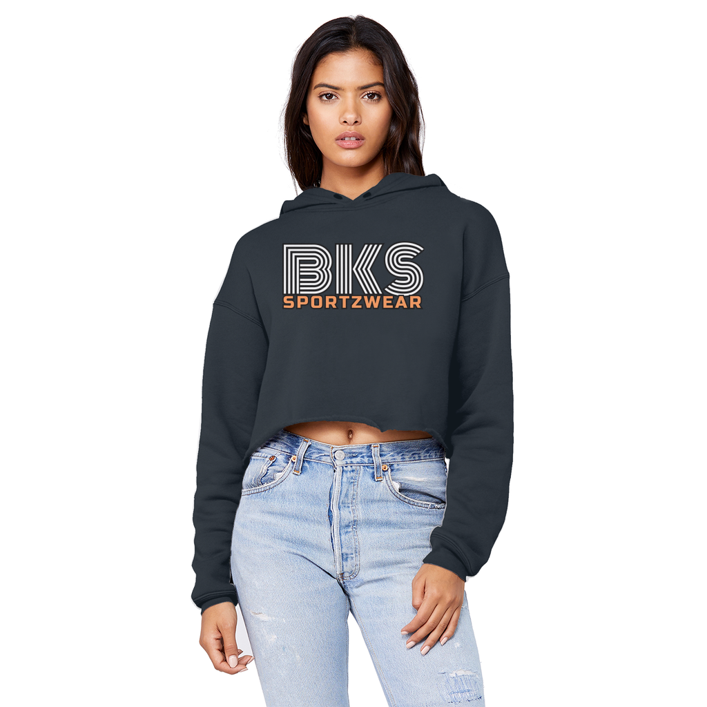bks swirl sportzwear blk updated for print Cropped Raw Edge Boyfriend Hoodie