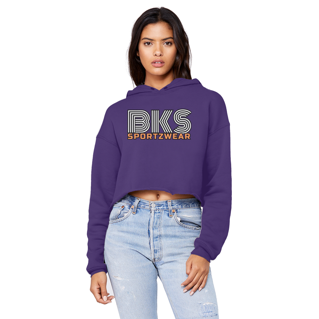 bks swirl sportzwear blk updated for print Cropped Raw Edge Boyfriend Hoodie